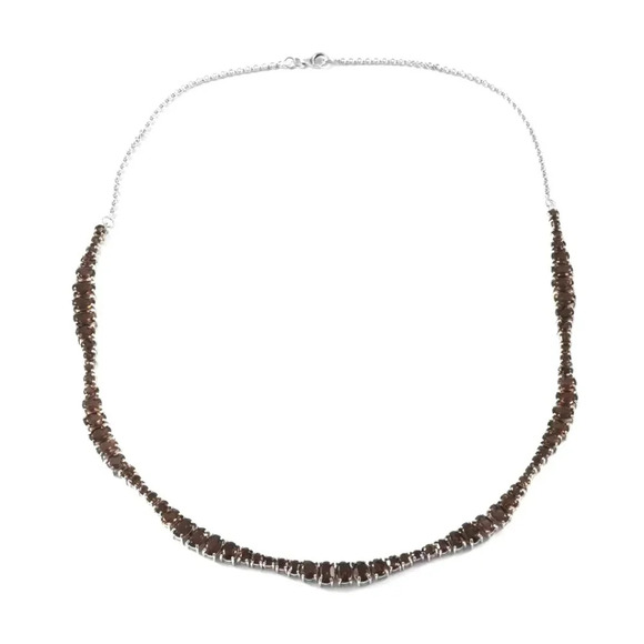 Smoky Quartz Necklace 18" In 925 Sterling Silver - Picture 2 of 4